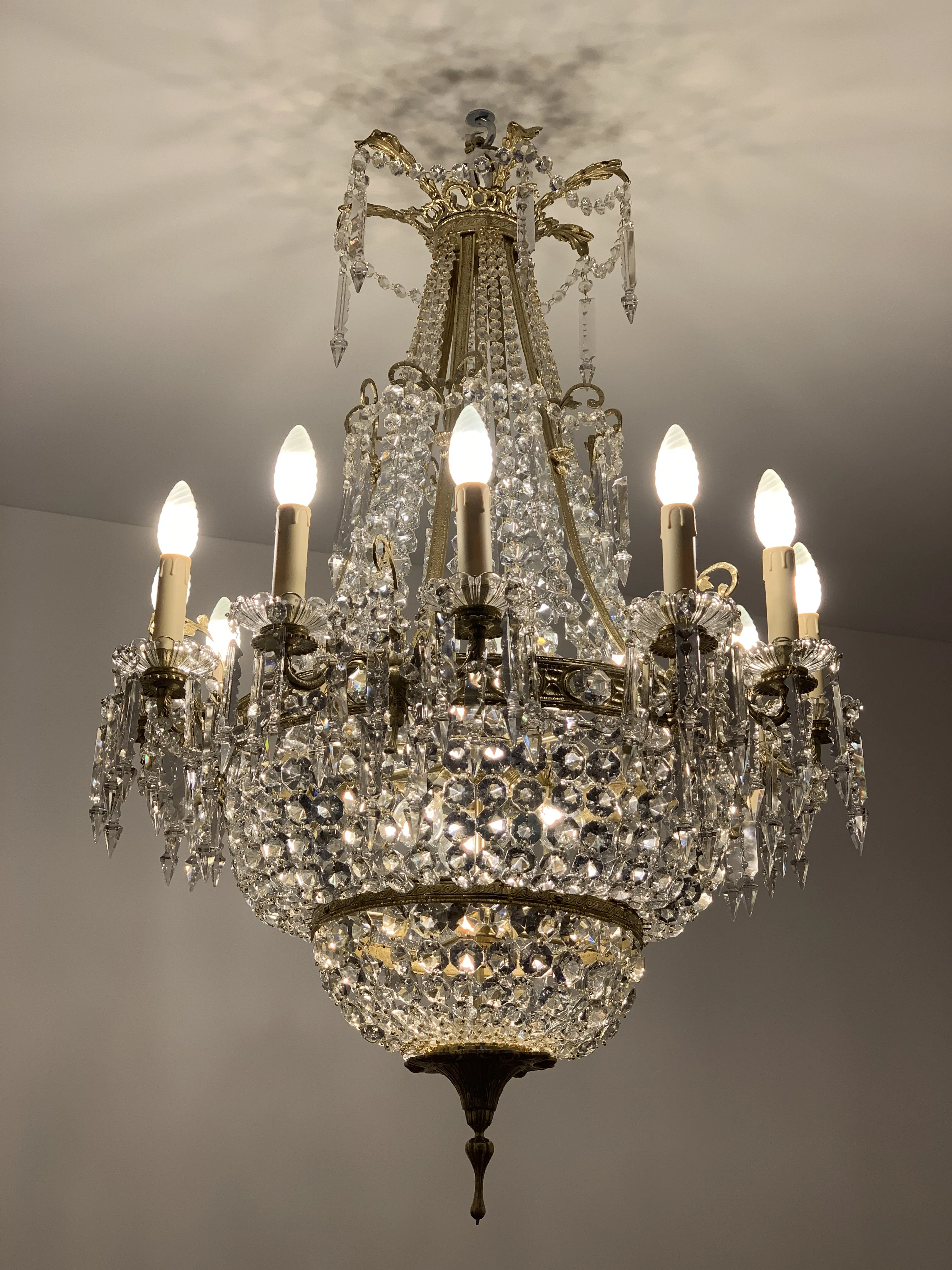 Lámpara Imperio de cristal restaurada en taller Lámparas Sixto