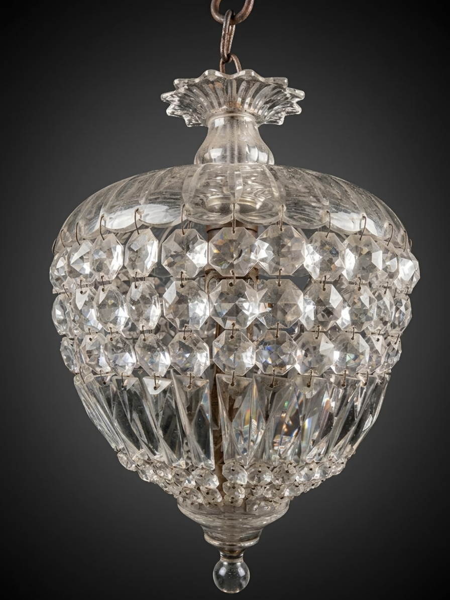 Lámpara piña de cristal tallado — después de la restauración